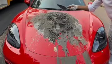 Έφτιαξε τσιμέντο πάνω σε Porsche χωρίς να αφήσει ούτε γρατζουνιά – Viral το video